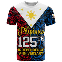 Custom 125th Independence Anniversary Philippines T Shirt Polynesian Pilipinas Flag Style Black LT9 Black - Polynesian Pride