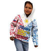 Polynesian Philippines Kid Hoodie Pilipinas Flag Style for 125th Independence Anniversary White LT9 - Polynesian Pride