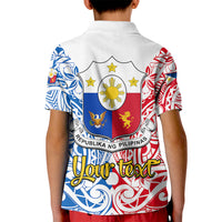 Personalised Polynesian Philippines Kid Polo Shirt Pilipinas Flag Style for 125th Independence Anniversary White LT9 - Polynesian Pride