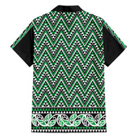 New Zealand Maori Niho Taniwha Family Matching Short Sleeve Bodycon Dress and Hawaiian Shirt Kakariki Mangopare and Puhoro Pattern