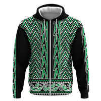 New Zealand Maori Niho Taniwha Hoodie Kakariki Mangopare and Puhoro Pattern