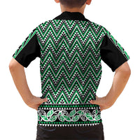 New Zealand Maori Niho Taniwha Kid Hawaiian Shirt Kakariki Mangopare and Puhoro Pattern LT9 - Polynesian Pride