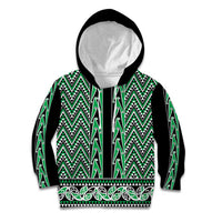 New Zealand Maori Niho Taniwha Kid Hoodie Kakariki Mangopare and Puhoro Pattern