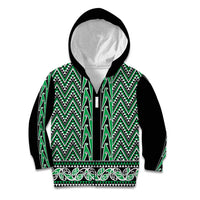 New Zealand Maori Niho Taniwha Kid Hoodie Kakariki Mangopare and Puhoro Pattern