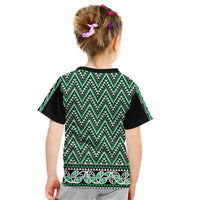 New Zealand Maori Niho Taniwha Kid T Shirt Kakariki Mangopare and Puhoro Pattern LT9 - Polynesian Pride