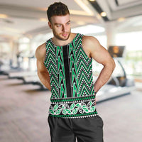 New Zealand Maori Niho Taniwha Men Tank Top Kakariki Mangopare and Puhoro Pattern