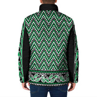 New Zealand Maori Niho Taniwha Padded Jacket Kakariki Mangopare and Puhoro Pattern - Polynesian Pride