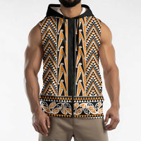 New Zealand Maori Niho Taniwha Sleeveless Zip Hoodie Karaka Mangopare and Puhoro Pattern LT9 - Polynesian Pride