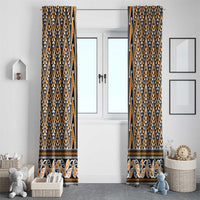 New Zealand Maori Niho Taniwha Window Curtain Karaka Mangopare and Puhoro Pattern