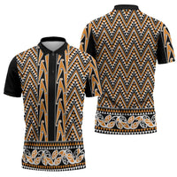 New Zealand Maori Niho Taniwha Zipper Polo Shirt Karaka Mangopare and Puhoro Pattern - Polynesian Pride