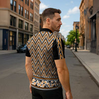 New Zealand Maori Niho Taniwha Zipper Polo Shirt Karaka Mangopare and Puhoro Pattern - Polynesian Pride