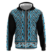 New Zealand Maori Niho Taniwha Hoodie Kikorangi Mangopare and Puhoro Pattern