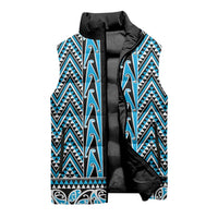 New Zealand Maori Niho Taniwha Sleeveless Puffer Jacket Kikorangi Mangopare and Puhoro Pattern - Polynesian Pride