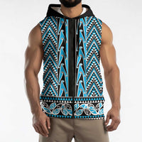 New Zealand Maori Niho Taniwha Sleeveless Zip Hoodie Kikorangi Mangopare and Puhoro Pattern LT9 - Polynesian Pride