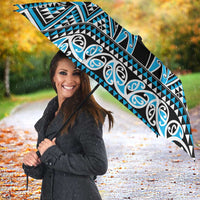 New Zealand Maori Niho Taniwha Umbrella Kikorangi Mangopare and Puhoro Pattern - Polynesian Pride