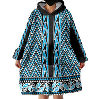 New Zealand Maori Niho Taniwha Wearable Blanket Hoodie Kikorangi Mangopare and Puhoro Pattern LT9 - Polynesian Pride