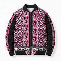New Zealand Maori Niho Taniwha Bomber Puffer Jacket Mawhero Mangopare and Puhoro Pattern - Polynesian Pride
