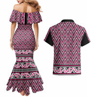 New Zealand Maori Niho Taniwha Couples Matching Mermaid Dress and Hawaiian Shirt Mawhero Mangopare and Puhoro Pattern