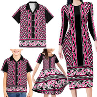 New Zealand Maori Niho Taniwha Family Matching Long Sleeve Bodycon Dress and Hawaiian Shirt Mawhero Mangopare and Puhoro Pattern LT9 - Polynesian Pride