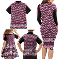 New Zealand Maori Niho Taniwha Family Matching Long Sleeve Bodycon Dress and Hawaiian Shirt Mawhero Mangopare and Puhoro Pattern LT9 - Polynesian Pride