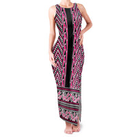 New Zealand Maori Niho Taniwha Family Matching Tank Maxi Dress and Hawaiian Shirt Mawhero Mangopare and Puhoro Pattern LT9 Mom's Dress Pink - Polynesian Pride