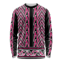 New Zealand Maori Niho Taniwha Long Sleeve Shirt Mawhero Mangopare and Puhoro Pattern LT9 Unisex Pink - Polynesian Pride