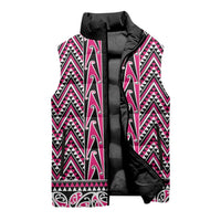 New Zealand Maori Niho Taniwha Sleeveless Puffer Jacket Mawhero Mangopare and Puhoro Pattern - Polynesian Pride