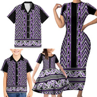 New Zealand Maori Niho Taniwha Family Matching Short Sleeve Bodycon Dress and Hawaiian Shirt Waiporopo Mangopare and Puhoro Pattern LT9 - Polynesian Pride