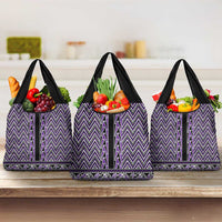 New Zealand Maori Niho Taniwha Grocery Bag Waiporopo Mangopare and Puhoro Pattern LT9 3-pack One Size Purple - Polynesian Pride
