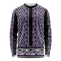 New Zealand Maori Niho Taniwha Long Sleeve Shirt Waiporopo Mangopare and Puhoro Pattern LT9 Unisex Purple - Polynesian Pride