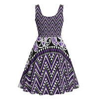 New Zealand Maori Niho Taniwha Midi Dress Waiporopo Mangopare and Puhoro Pattern - Polynesian Pride