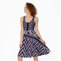 New Zealand Maori Niho Taniwha Midi Dress Waiporopo Mangopare and Puhoro Pattern - Polynesian Pride