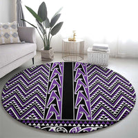 New Zealand Maori Niho Taniwha Round Carpet Waiporopo Mangopare and Puhoro Pattern