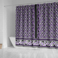 New Zealand Maori Niho Taniwha Shower Curtain Waiporopo Mangopare and Puhoro Pattern