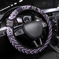 New Zealand Maori Niho Taniwha Steering Wheel Cover Waiporopo Mangopare and Puhoro Pattern LT9 Universal Fit Purple - Polynesian Pride