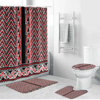 New Zealand Maori Niho Taniwha Bathroom Set Whero Mangopare and Puhoro Pattern - Polynesian Pride