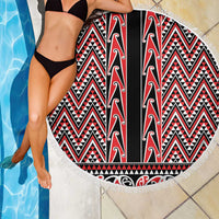 New Zealand Maori Niho Taniwha Beach Blanket Whero Mangopare and Puhoro Pattern