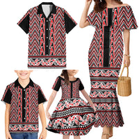 New Zealand Maori Niho Taniwha Family Matching Mermaid Dress and Hawaiian Shirt Whero Mangopare and Puhoro Pattern