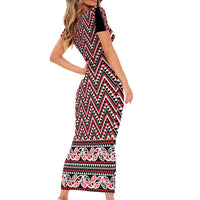 New Zealand Maori Niho Taniwha Family Matching Short Sleeve Bodycon Dress and Hawaiian Shirt Whero Mangopare and Puhoro Pattern LT9 - Polynesian Pride