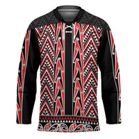 New Zealand Maori Niho Taniwha Hockey Jersey Whero Mangopare and Puhoro Pattern LT9 Unisex Red - Polynesian Pride
