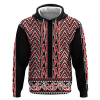 New Zealand Maori Niho Taniwha Hoodie Whero Mangopare and Puhoro Pattern