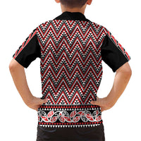 New Zealand Maori Niho Taniwha Kid Hawaiian Shirt Whero Mangopare and Puhoro Pattern