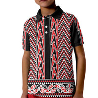 New Zealand Maori Niho Taniwha Kid Polo Shirt Whero Mangopare and Puhoro Pattern LT9 Kid Red - Polynesian Pride