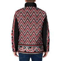 New Zealand Maori Niho Taniwha Padded Jacket Whero Mangopare and Puhoro Pattern - Polynesian Pride