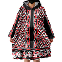 New Zealand Maori Niho Taniwha Wearable Blanket Hoodie Whero Mangopare and Puhoro Pattern LT9 - Polynesian Pride
