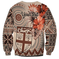 Vintage Bula Fiji Personalised Sweatshirt Beige Hibiscus Tapa Pattern LT9 - Polynesian Pride