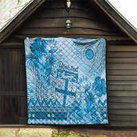 Vintage Bula Fiji Personalised Quilt Blue Hibiscus Tapa Pattern LT9
