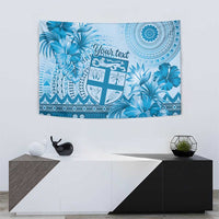Vintage Bula Fiji Personalised Tapestry Blue Hibiscus Tapa Pattern LT9 - Polynesian Pride