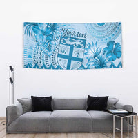 Vintage Bula Fiji Personalised Tapestry Blue Hibiscus Tapa Pattern LT9 - Polynesian Pride