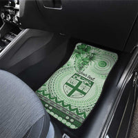 Vintage Bula Fiji Personalised Car Mats Green Hibiscus Tapa Pattern LT9